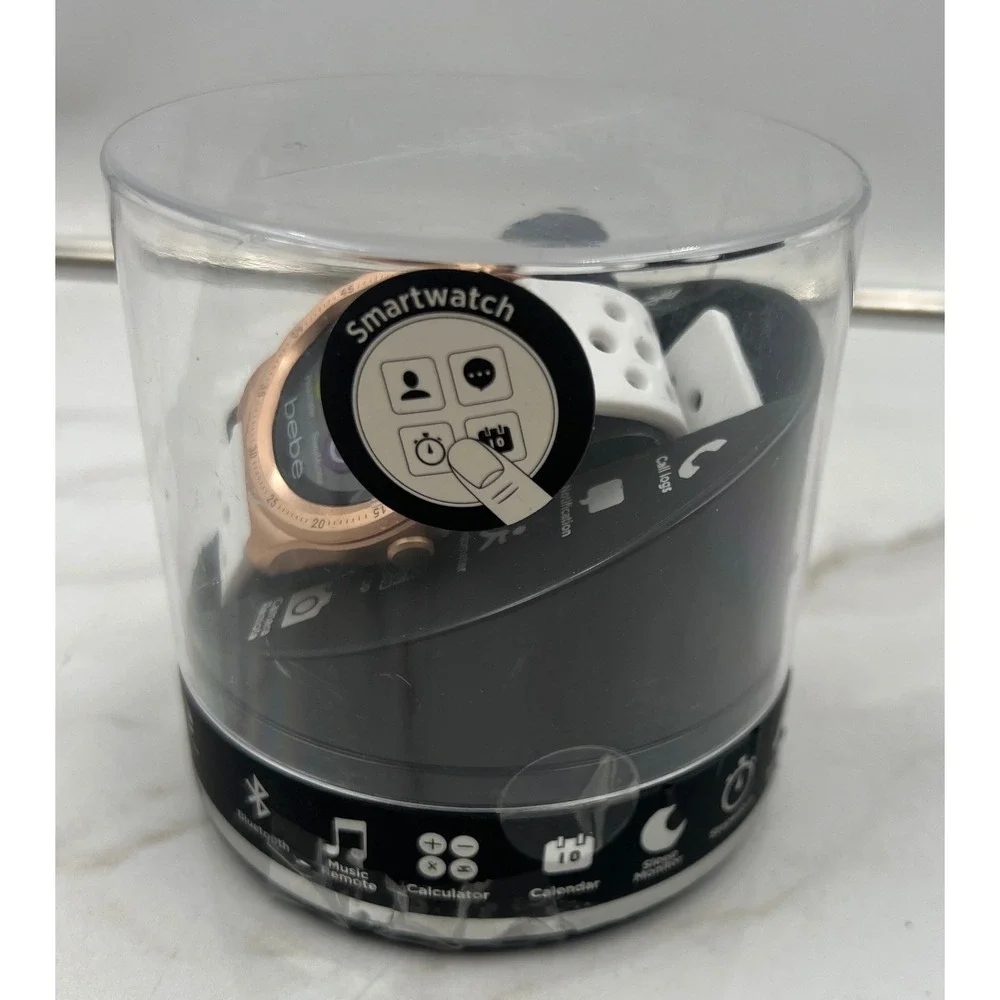 Bebe Smartwatch Rose Gold White Silicone Band iOS Android Compatible NEW